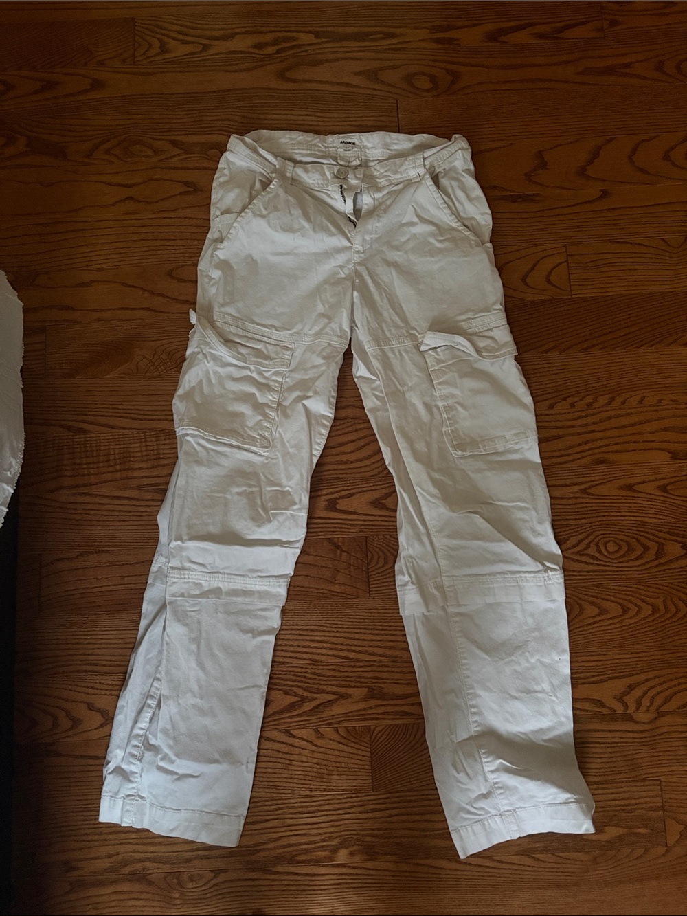Garage White Straight-Leg Cargo Pants